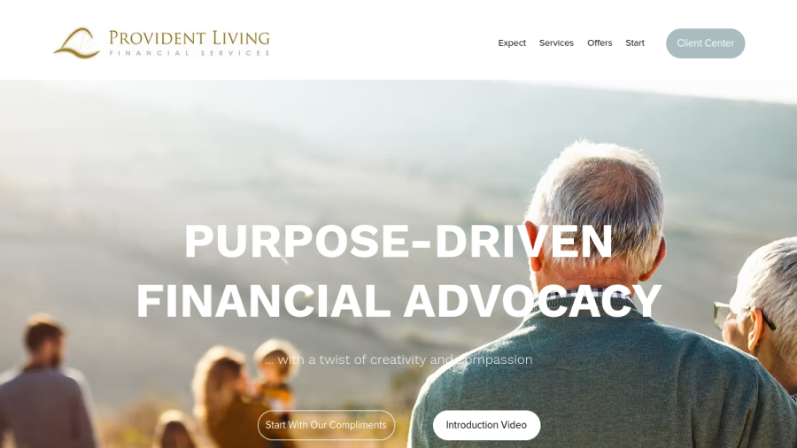 Screenshot of the Provident Living Financial Services website