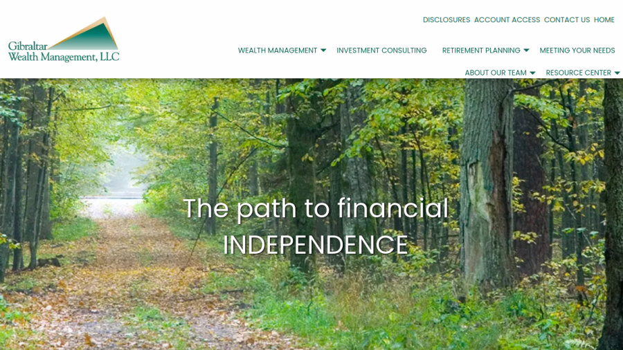 Screenshot of the Gibraltar Wealth Management, LLC website