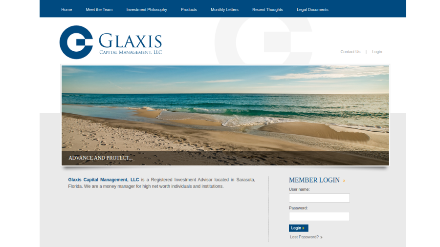 Screenshot of the Glaxis Capital Management, LLC website