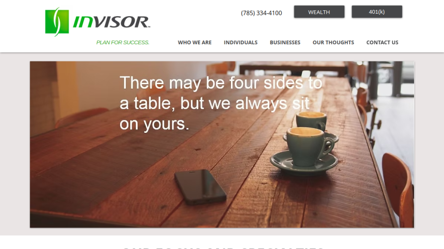 Screenshot of the Invisor website