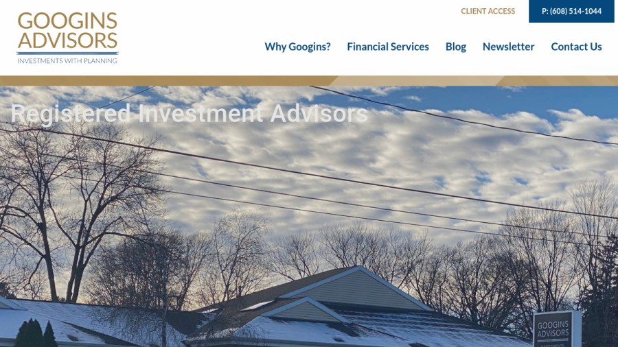 Screenshot of the Googins Advisors, INC. website