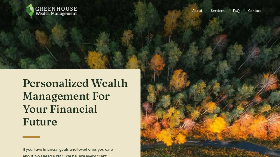 Screenshot of the Greenhouse Wealth Management, LLC website
