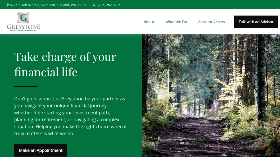 Screenshot of the Greystone Financial & Estate Services, INC. website