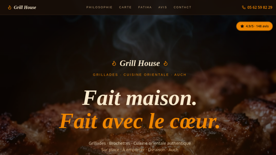Site web créé pour Grill House