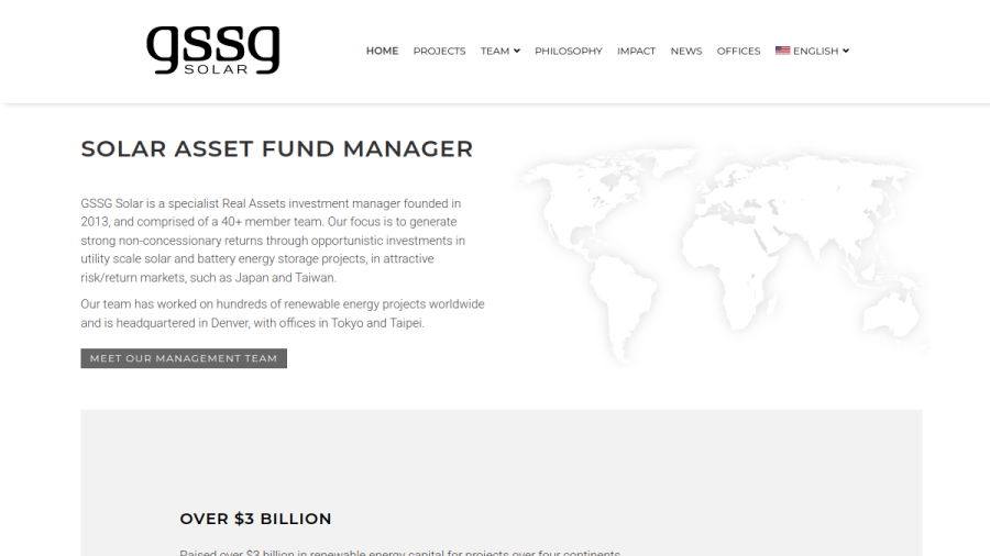 Screenshot of the Gssg Solar, LLC website