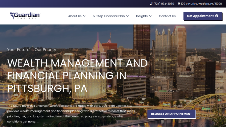 Screenshot of the Guardian Capital, LLC website