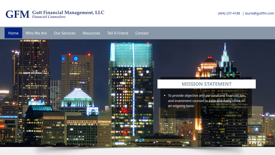 Screenshot of the Gutt Financial Management, LLC website