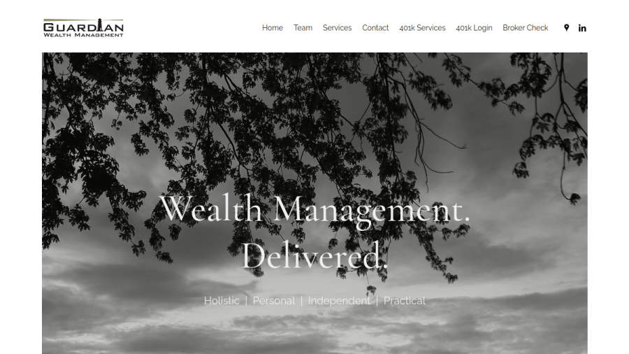 Screenshot of the Guardian Wealth Management INC. website