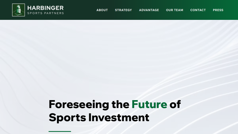 Screenshot of the Harbinger Sports Partners website