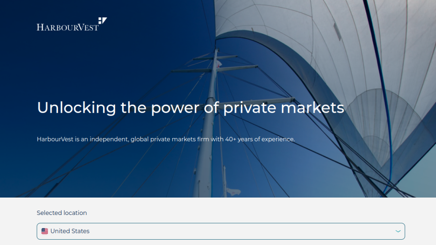Screenshot of the Harbourvest Registered Advisers II website