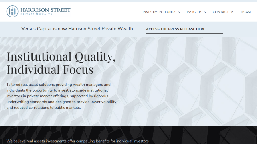 Screenshot of the Harrison Street Private Wealth LLC website