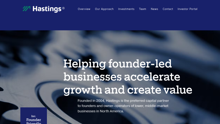 Screenshot of the Hastings Equity Partners, LLC website