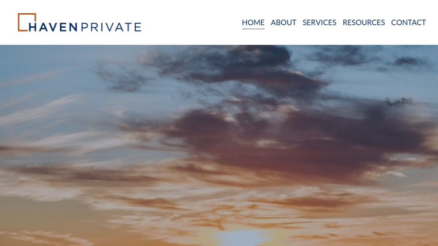 Screenshot of the Haven Private website