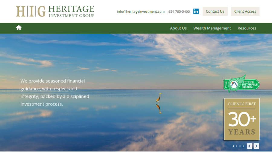Screenshot of the Heritage Investment Group, INC. website