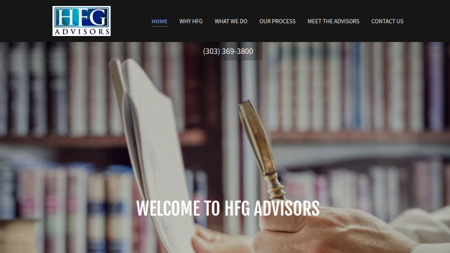Screenshot of the Hfg Advisors website
