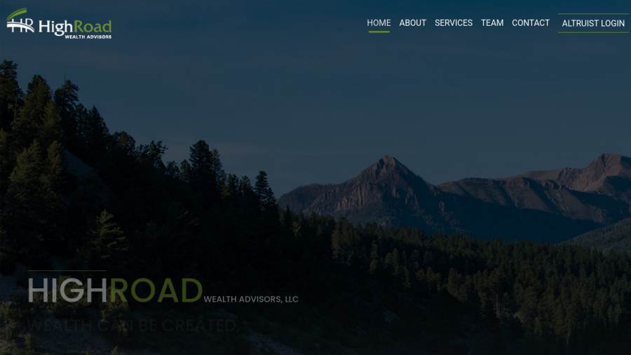 Screenshot of the Highroad Wealth Advisors, LLC website