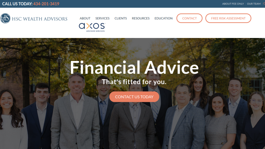Screenshot of the Hsc Wealth Advisors website