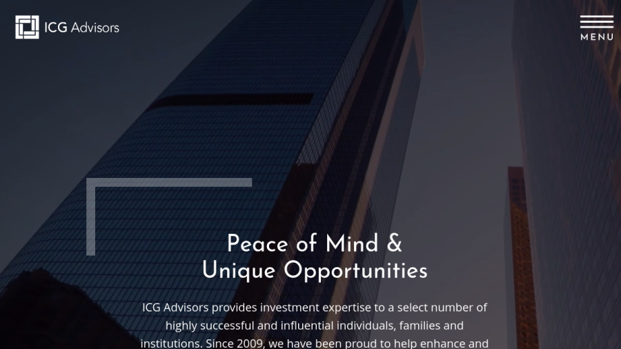 Screenshot of the Icg Advisors, LLC website