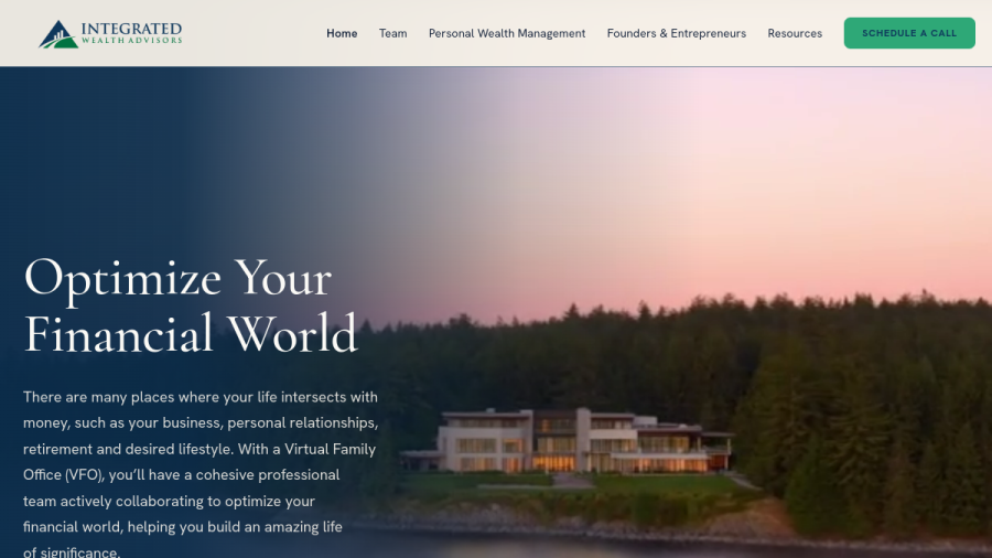 Screenshot of the Integrated Wealth Advisors, LLC website