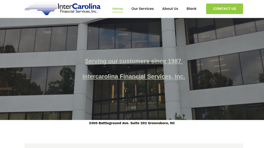 Screenshot of the Intercarolina Financial Services, INC. website
