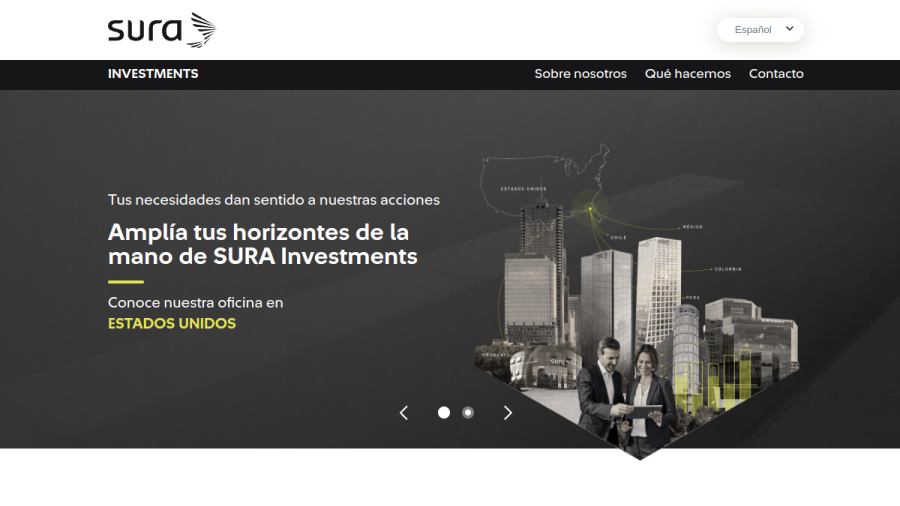 Screenshot of the Inversiones Sura website