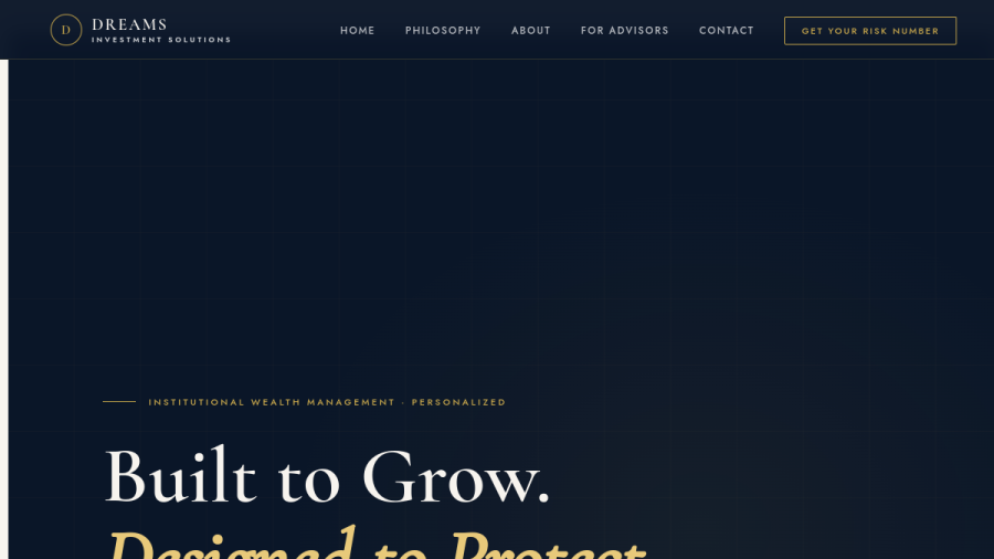 Screenshot of the Dreams Investment Solutions website