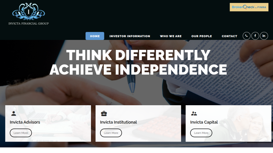 Screenshot of the Invicta Advisors LLC website