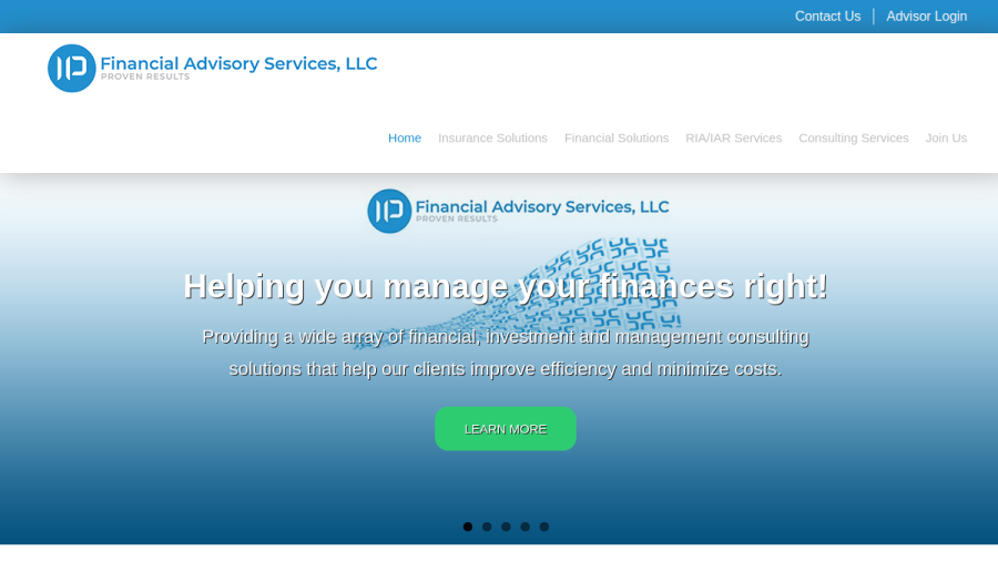 Screenshot of the Ip Financial Advisory Services LLC website