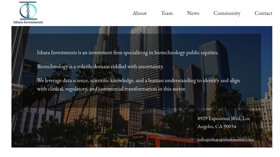 Screenshot of the Ishara Investments LP website