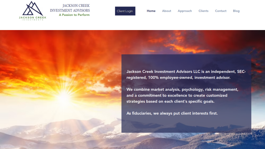 Screenshot of the Jackson Creek Investment Advisors LLC website