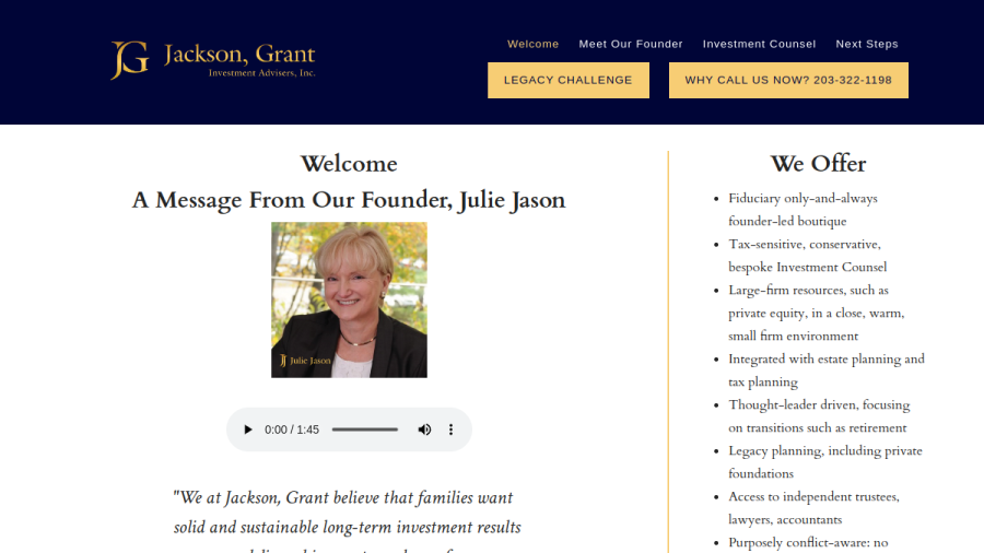 Screenshot of the Jackson, Grant Investment Advisers, INC. website