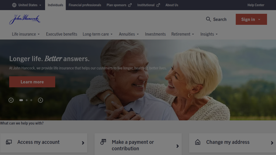 Screenshot of the John Hancock Variable Trust Advisers LLC website