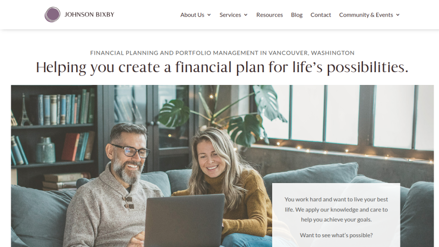 Screenshot of the Johnson Bixby website