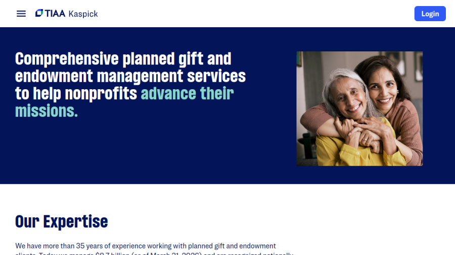 Screenshot of the Tiaa Kaspick, LLC website