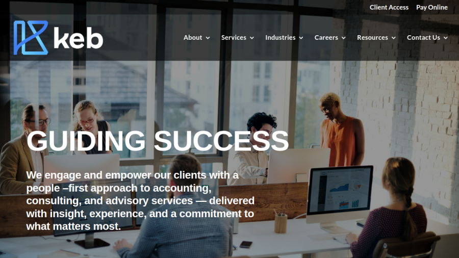 Screenshot of the Keb Wealth Advisors website