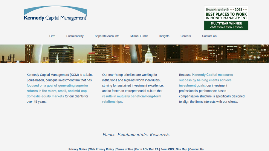 Screenshot of the Kennedy Capital Management website