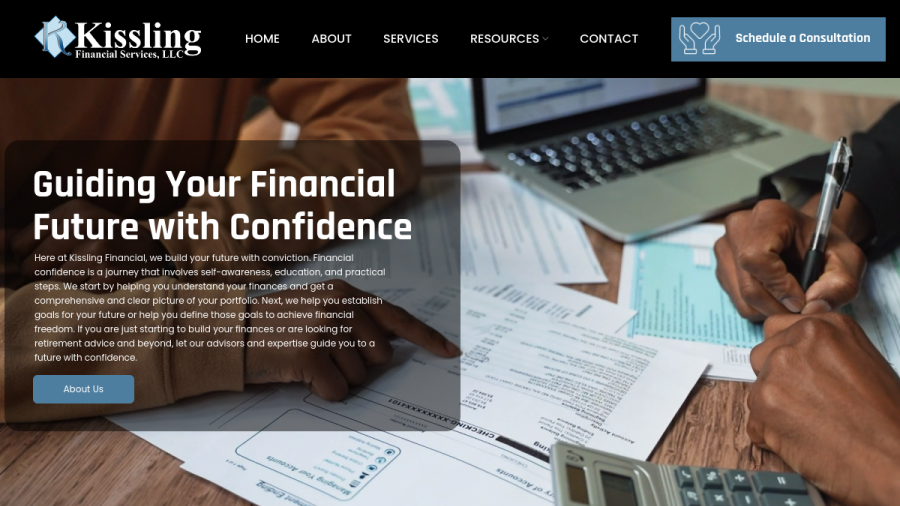 Screenshot of the Kissling Financial Services, LLC website