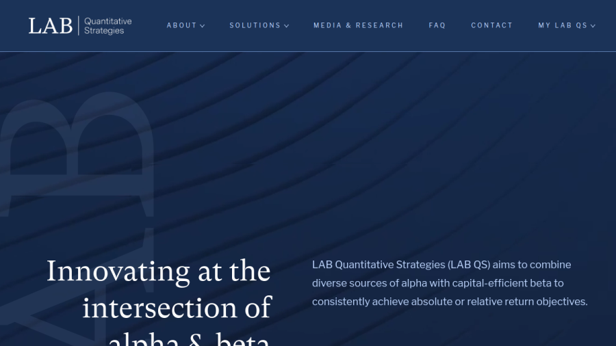 Screenshot of the Lab Quantitative Strategies, LLC website