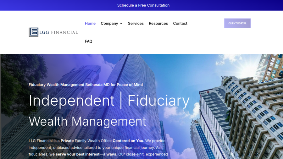 Screenshot of the Lgg Financial website