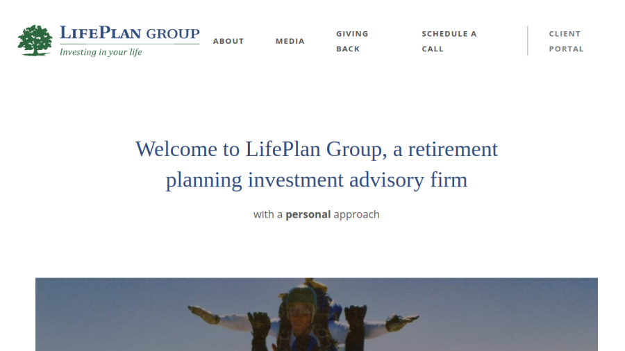 Screenshot of the Lifeplan Group website