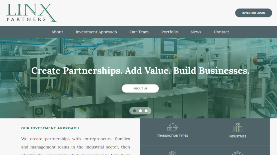 Screenshot of the Linx Partners, LLC website