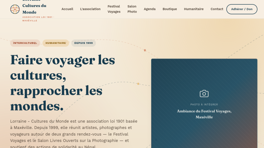 Site web créé pour Lorraine Cultures du Monde