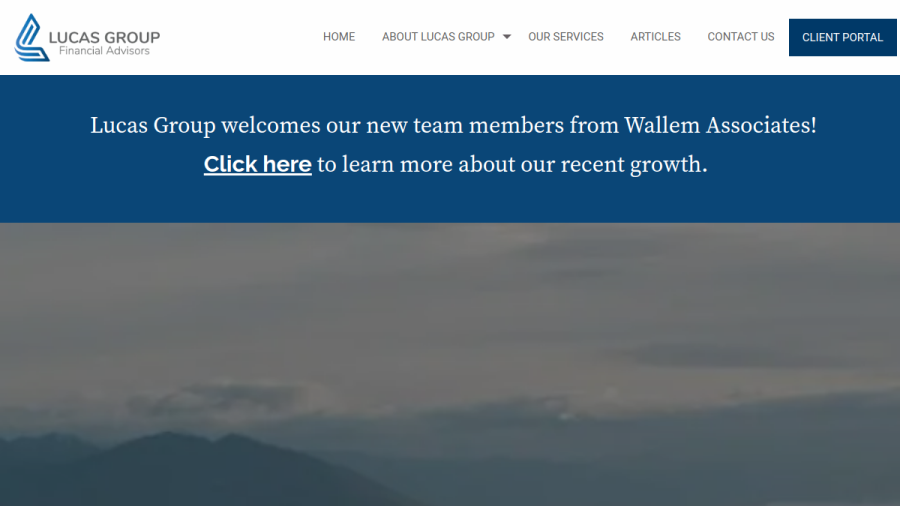 Screenshot of the Lucas Group Financial Advisors, LLC website