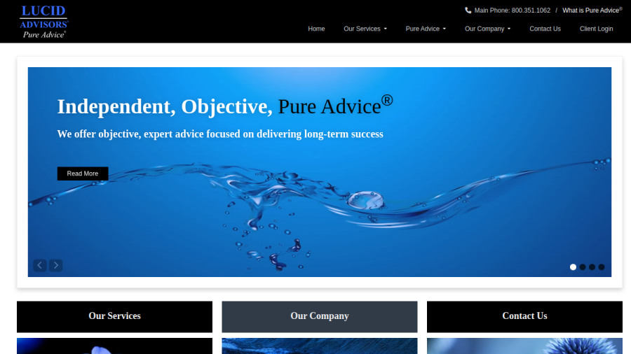 Screenshot of the Lucid Advisors, INC. website