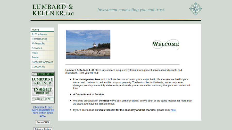 Screenshot of the Lumbard & Kellner, LLC website