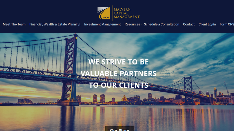 Screenshot of the Malvern Capital Management website