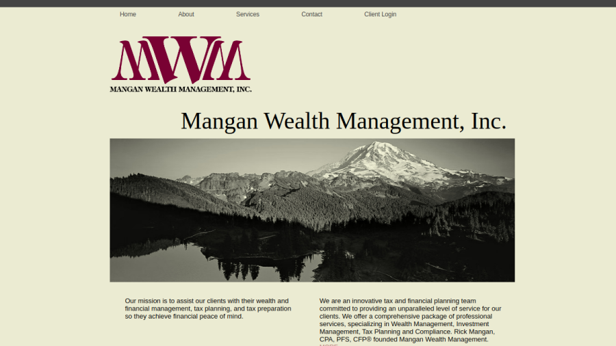 Screenshot of the Mangan Wealth Management website