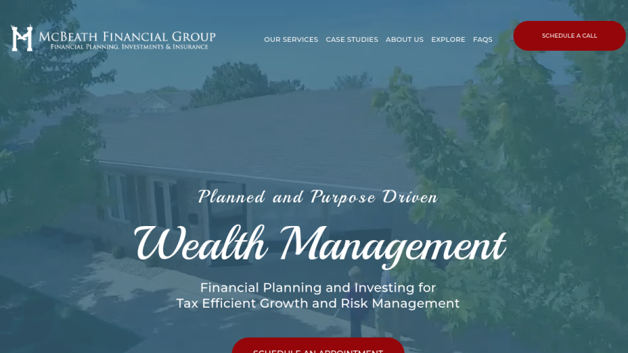 Screenshot of the Mcbeath Financial Group website