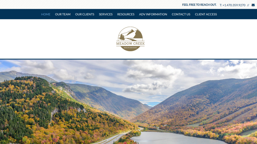 Screenshot of the Meadow Creek Wealth Advisors, LLC website