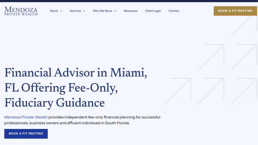 Screenshot of the Mendoza Private Wealth website